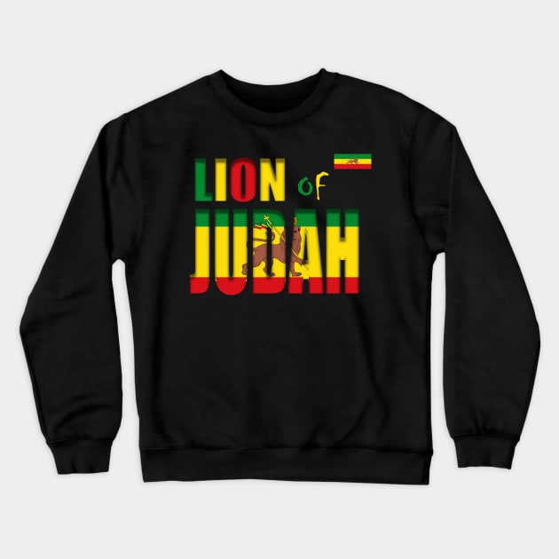 Lion of Judah, Reggae, Ethiopian, Rasta Crewneck Sweatshirt by alzo